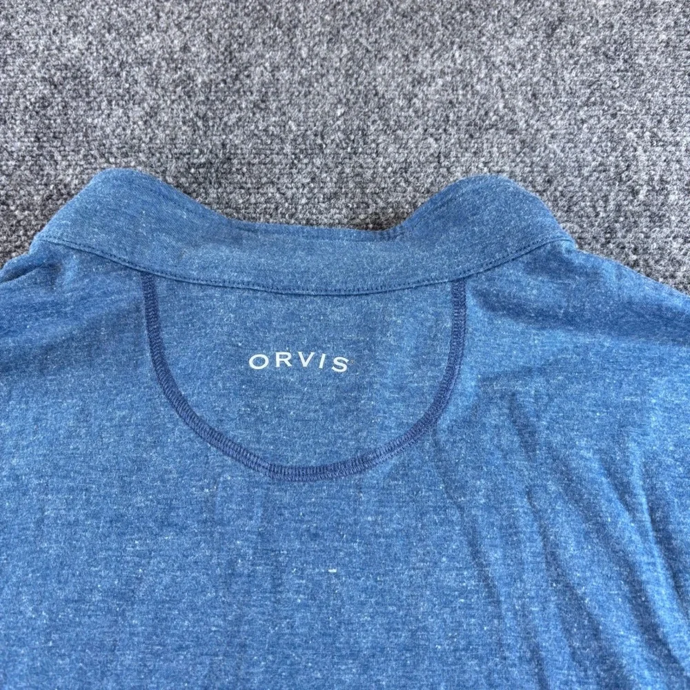 Orvis Quarter Zip Pullover Mens XL Blue Heathered Lightweight Outdoor Activewear